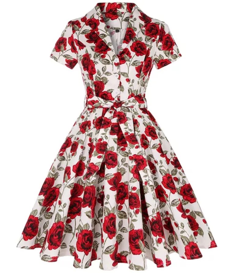 Großes Vintage-Kleid mit Knöpfen aus den 1950er Jahren