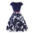 Blaues Blumen-Plus-Size-50er-Jahre-Vintage-Kleid