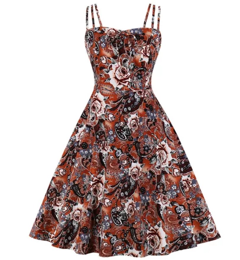 Kaffeeweißes Vintage-Kleid in Übergröße