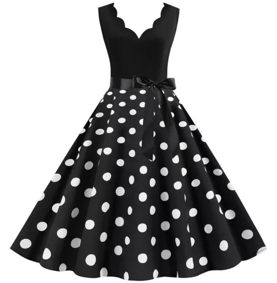 Weißes schwarzes Vintage-Kleid in Übergröße