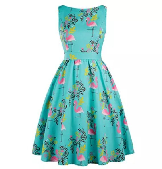 Birds Blue Plus Size Vintage Kleid
