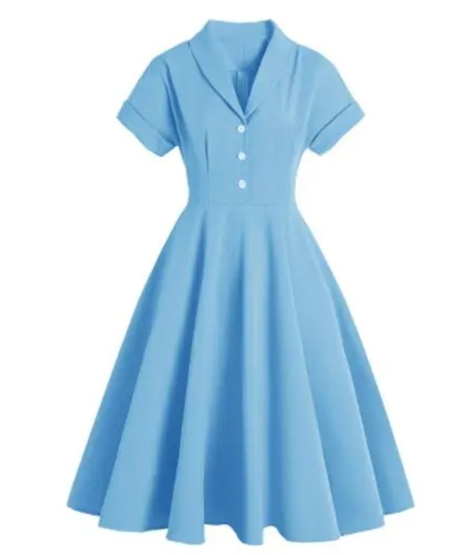 Vintage-Kleid mit blauen Knöpfen in Übergröße