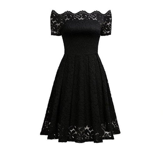 Schwarzes, besticktes Vintage-Kleid in Übergröße