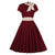 Burgunderfarbenes, schickes Vintage-Kleid in Übergröße