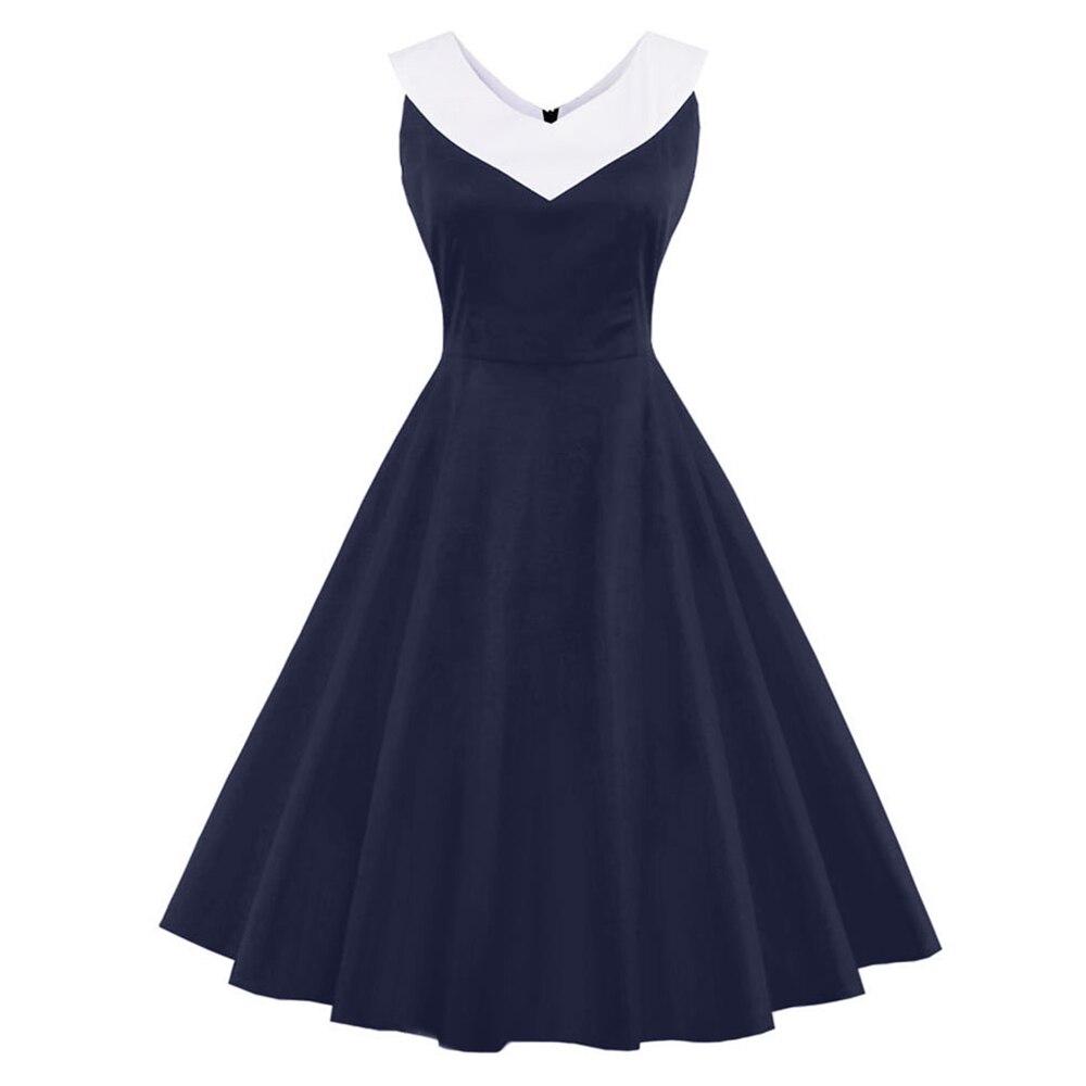 Großes Vintage-Kleid mit Marine-Chic-Kragen