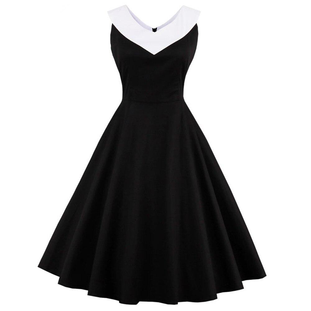 Schickes Vintage-Kleid mit Kragen in Übergröße in Schwarz