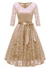 Gelbes Vintage-Kleid aus Spitze in Übergröße