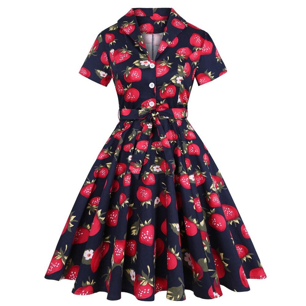 Erdbeer-Plus-Size-Vintage-Kleid