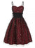 Burgunderrotes Vintage-Kleid mit hoher Taille und Übergröße