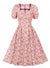 Rosafarbenes Vintage-Kleid mit hoher Taille und Übergröße