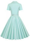 Türkises Vintage-Kleid mit hoher Taille und Übergröße