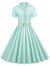 Türkises Vintage-Kleid mit hoher Taille und Übergröße