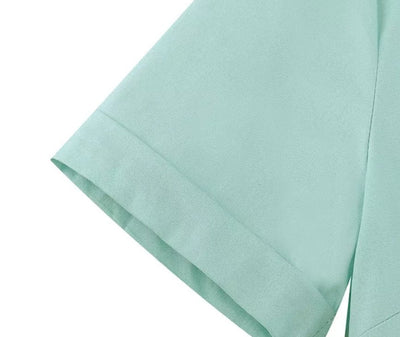 Türkises Vintage-Kleid mit hoher Taille und Übergröße
