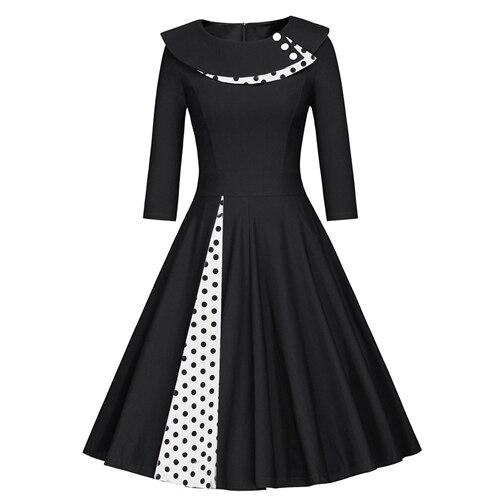 Schwarzes Winter-Vintage-Kleid in Übergröße