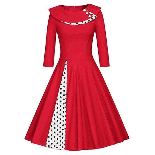 Rotes Winter-Vintage-Kleid in Übergröße