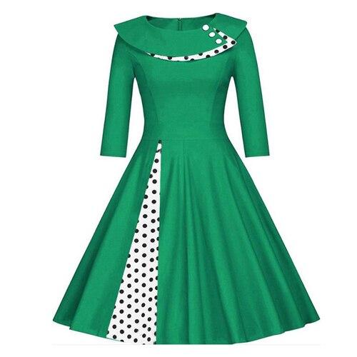 Grünes Winter-Vintage-Kleid in Übergröße