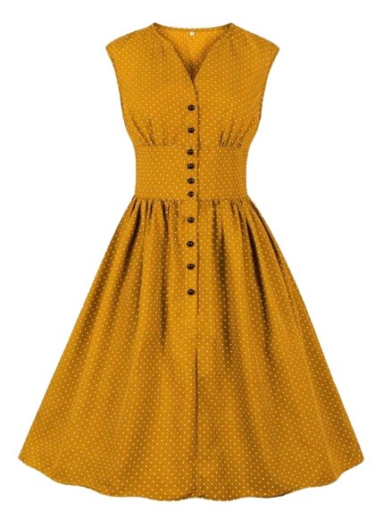 Gelbes Vintage-Kleid in Übergröße