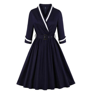 Plus Size Blaues 50er-Jahre-Kleid