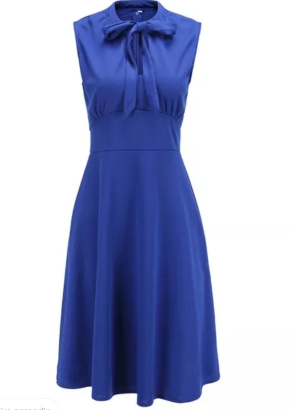 Marineblaues Plus-Size-Vintage-Kleid mit Fliege