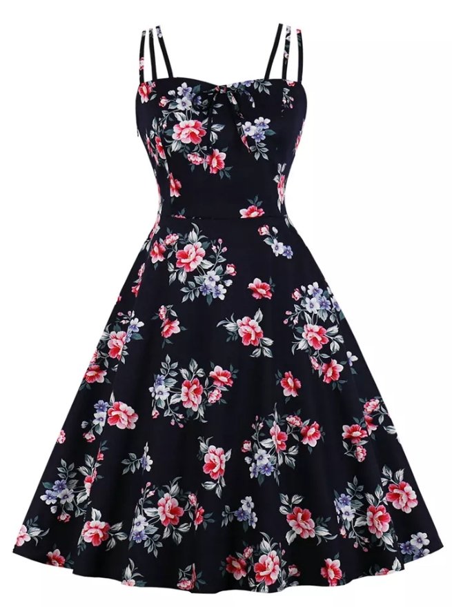 Naturschwarzes Vintage-Kleid in Übergröße