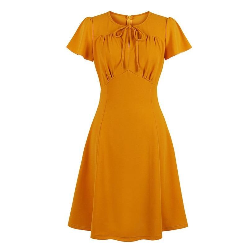 Orangefarbenes Vintage-Kleid in Übergröße