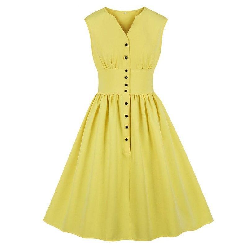 Gelbes Pastell-Plus-Size-Vintage-Kleid