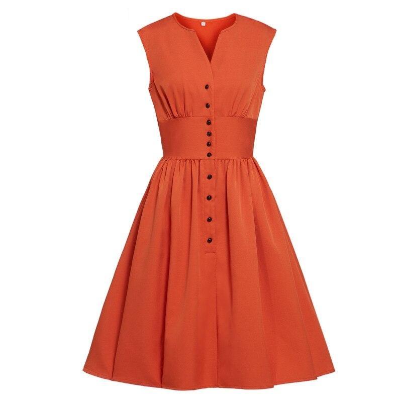Rostfarbenes Pastell-Plus-Size-Vintage-Kleid
