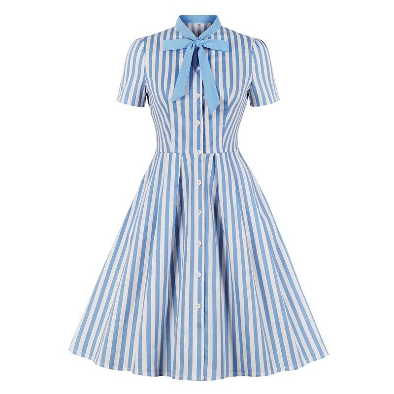 Blau gestreiftes Vintage-Kleid in Übergröße