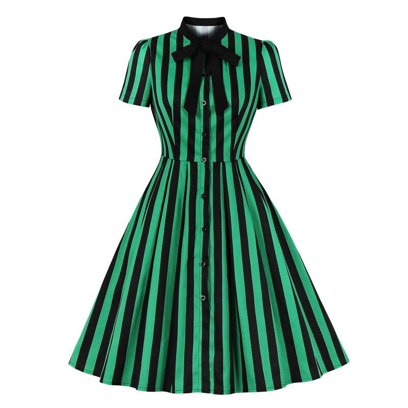 Grün gestreiftes Vintage-Kleid in Übergröße