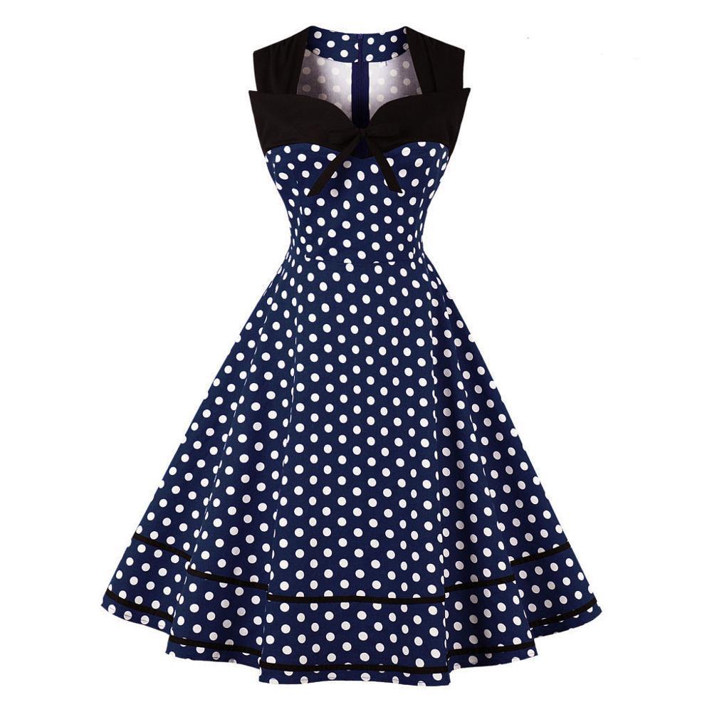 Marineblaues Retro-Vintage-Kleid in Übergröße