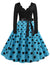 Blaues gepunktetes Rockabilly-Vintage-Kleid in Übergröße