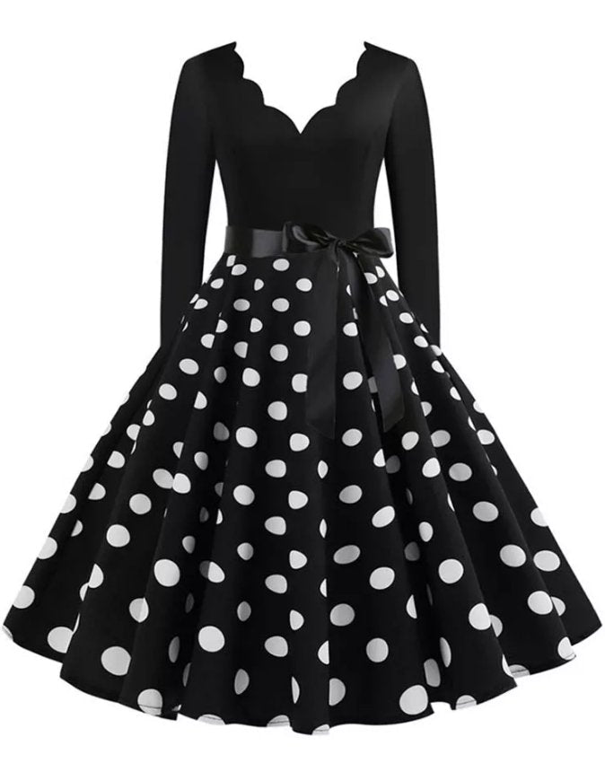 Plus Size Rockabilly Vintage-Kleid mit schwarzen Punkten