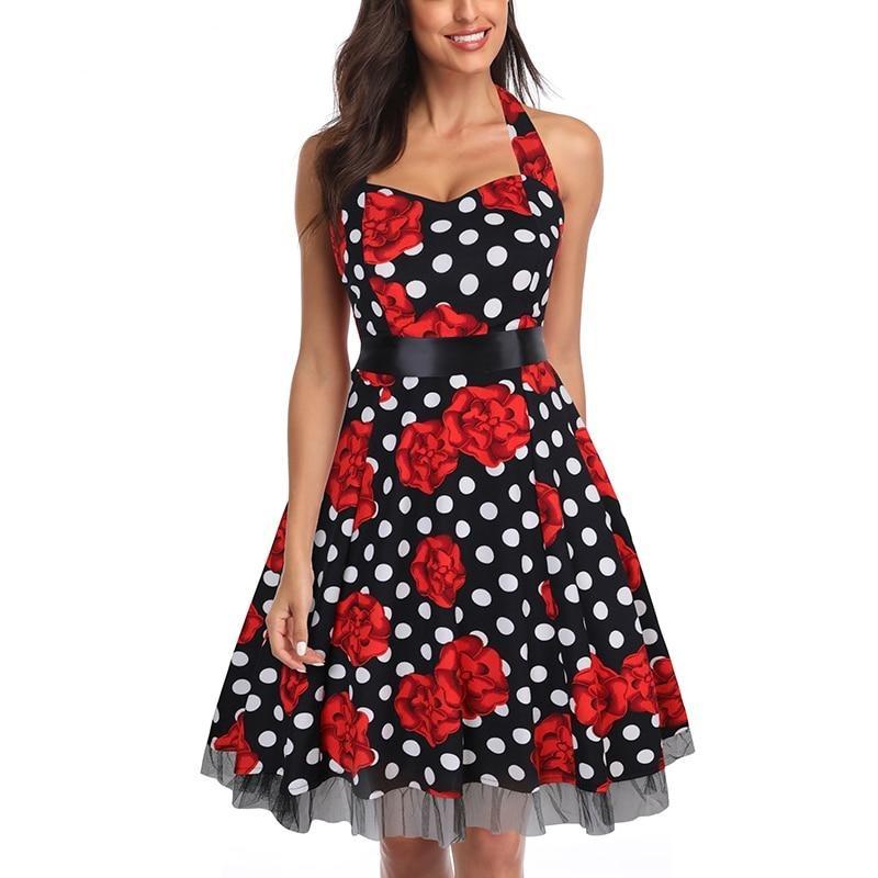 Schwarze Rosen Rockabilly Plus Size Vintage Kleid