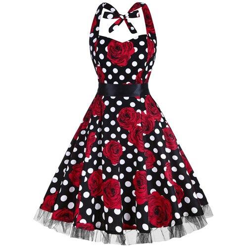 Schwarze Rosen Rockabilly Plus Size Vintage Kleid