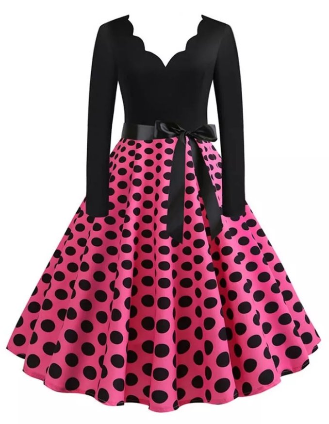 Rosa Punkte Rockabilly Plus Size Vintage Kleid