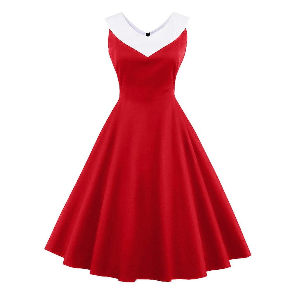 Rotes Vintage-Kleid in Übergröße mit schickem Kragen in Rot