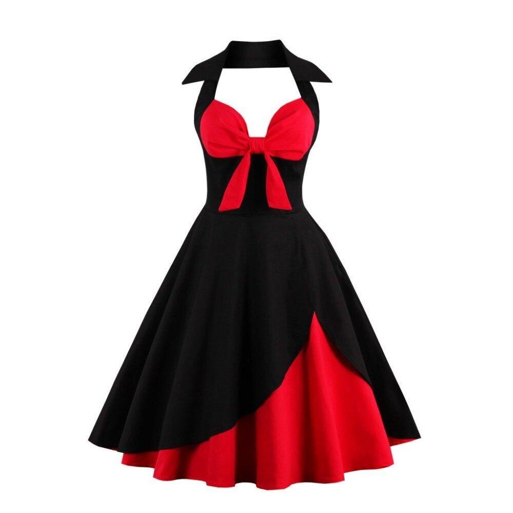 Rot Schwarz Plus Size Vintage Kleid
