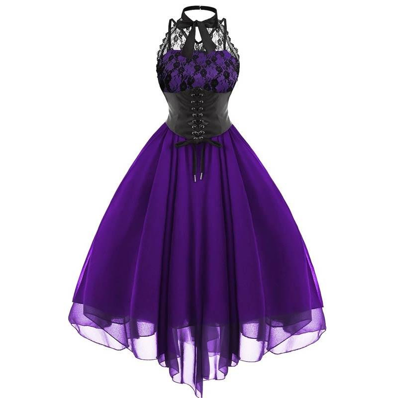 Lila Steampunk Plus Size Vintage Kleid