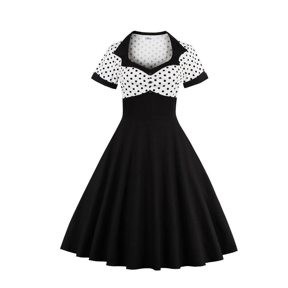 Schwarz-weißes Swing-Vintage-Kleid in Übergröße