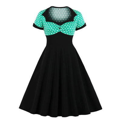 Plus Size Vintage Swingkleid Grün Schwarz