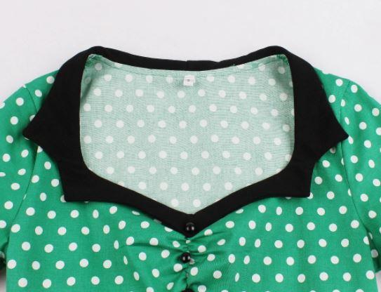 Plus Size Vintage Swingkleid Grün Schwarz