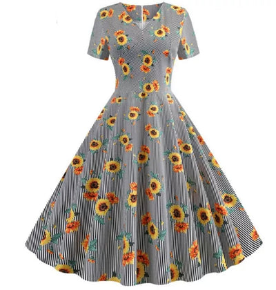 Grau gestreiftes Vintage-Kleid