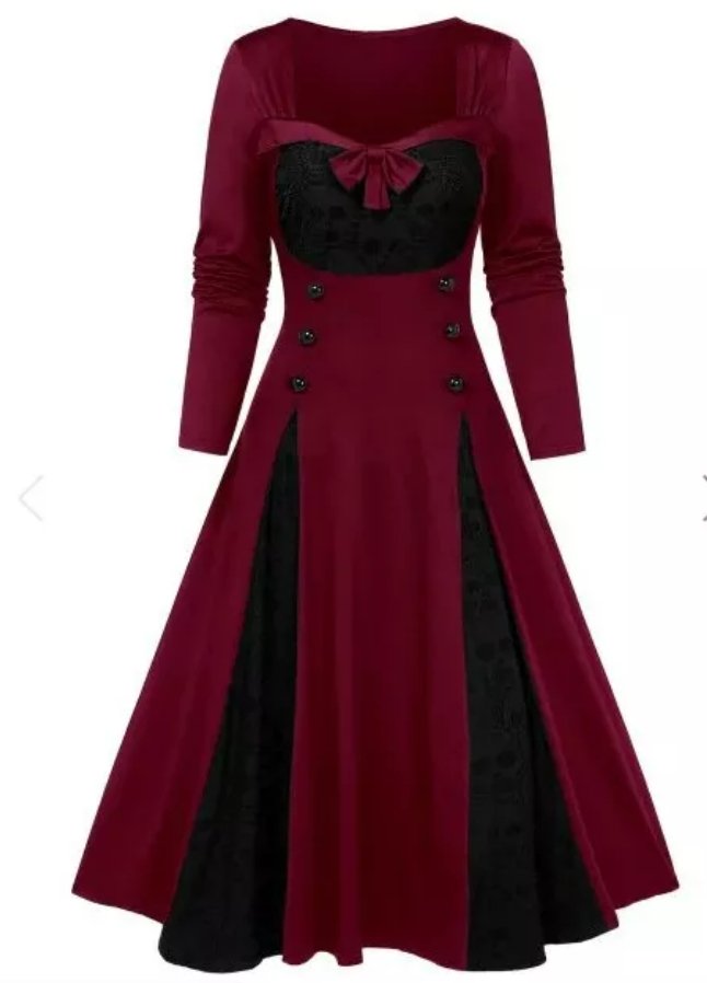 Rotes Winter-Vintage-Kleid in Übergröße