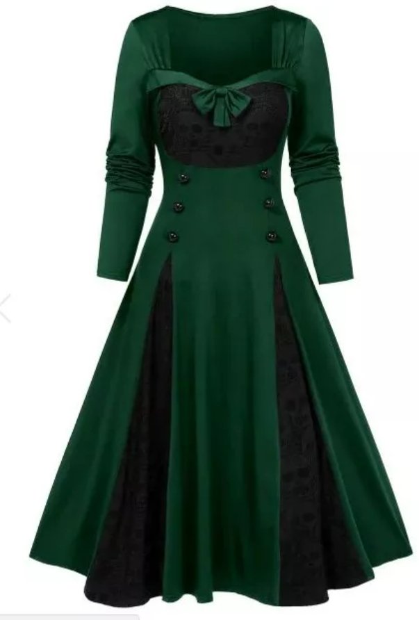 Plus Size Winter Vintage Kleid Grün