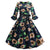 Schwarzes florales Winter-Vintage-Kleid