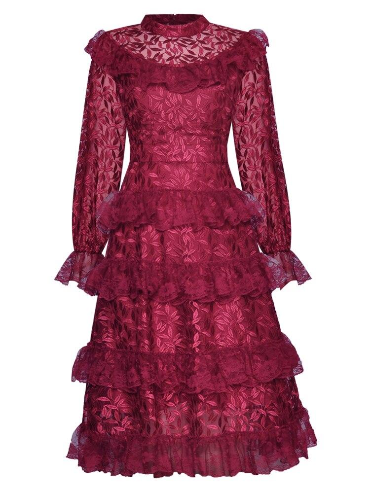 Burgunderrotes Vintage-Hochzeitsgastkleid