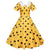 Gelbes Vintage-Kleid mit schwarzen Punkten