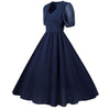 Blaues Vintage 50er Jahre Langes Kleid
