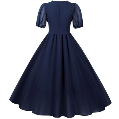 Blaues Vintage 50er Jahre Langes Kleid