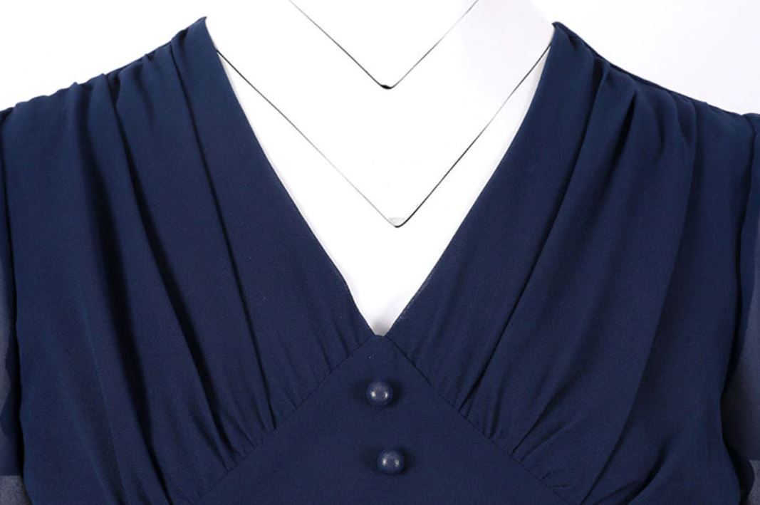 Blaues Vintage 50er Jahre Langes Kleid